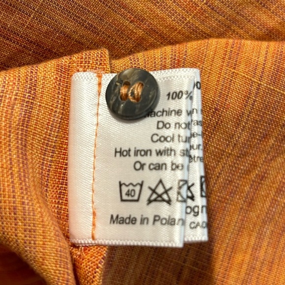 ESKANDAR Sz 1 (vanity) Dress Tunic Mao Collar Patch Pockets 100% Linen Unlined - Picture 8 of 9